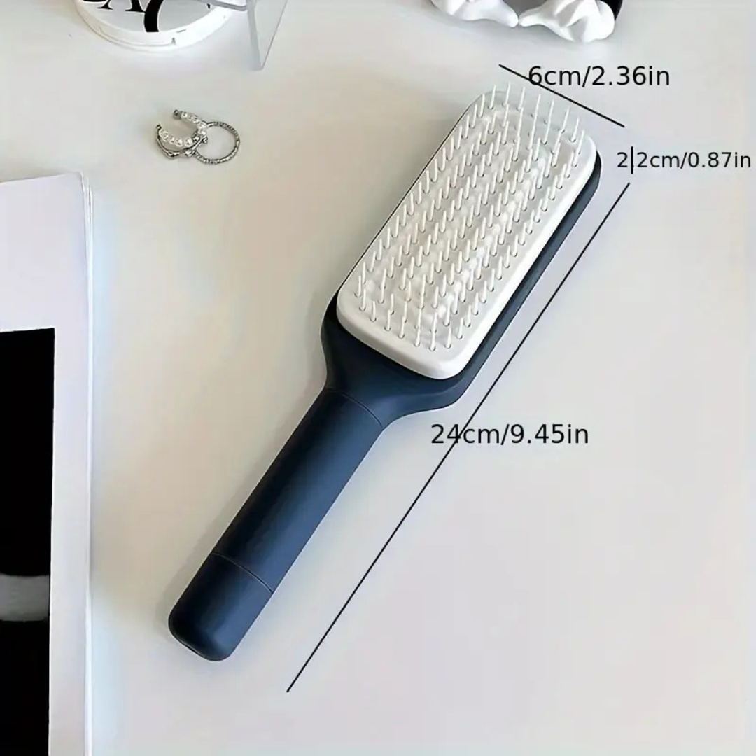 ⭐ Rotirajuća Četka za Kosu sa Samočistićim Dugmetom – Bez Čupanja, Bez Muke!